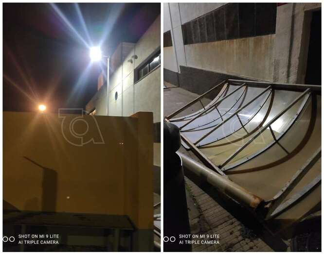 Estado en que quedó la  parada de guagas/TA.